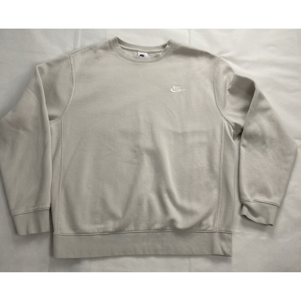 Nike Pullover Crewneck Sweatshirt Mens Medium Beige Logo BV2662-072